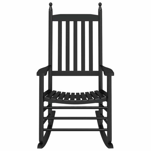 Люлеещ се стол с извита седалка, черен, масивна топола