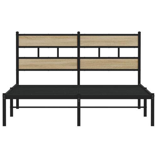 Метална рамка за легло, без матрак, сонома дъб, 135x190 см
