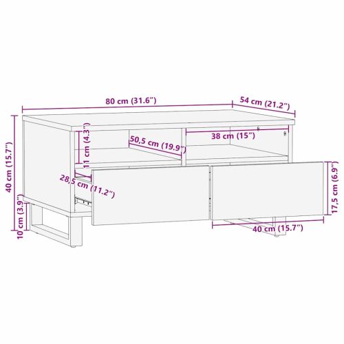 Масичка за кафе Дъб 80 x 54 x 40 см Солидно мангово дърво