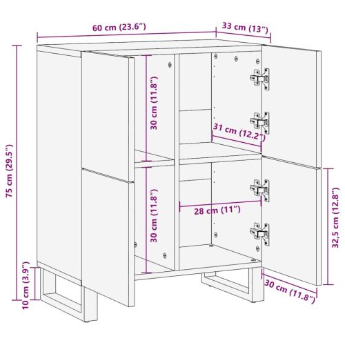 Служебен шкаф Кафяво 60 x 33 x 75 cm Солидно мангово дърво