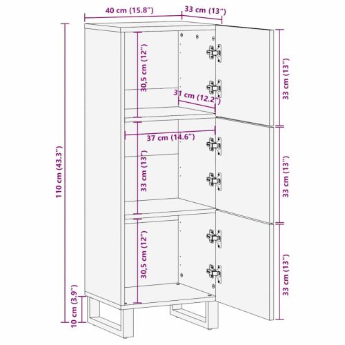 Висок шкаф Кафяво 40 x 33 x 110 см Солидно мангово дърво