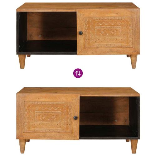 Масичка за кафе с рафт с врата Светло кафяво 80 x 50 x 40 cm