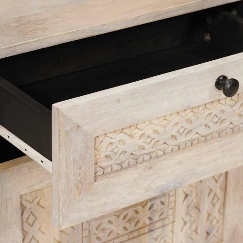 Нощен шкаф Бежово 50 x 33 x 60 см Масивна акациева дървесина