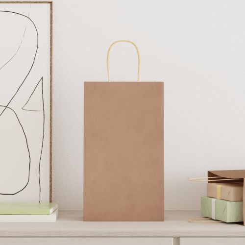 Хартиени торбички 250 бр с дръжки кафяви 21x11x36 см