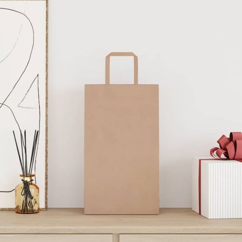 Хартиени торбички 50 бр с дръжки кафяви 21x11x36 см