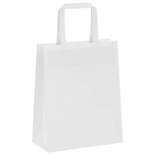 Хартиени торбички 50 бр с дръжки бели 18x8x22 см