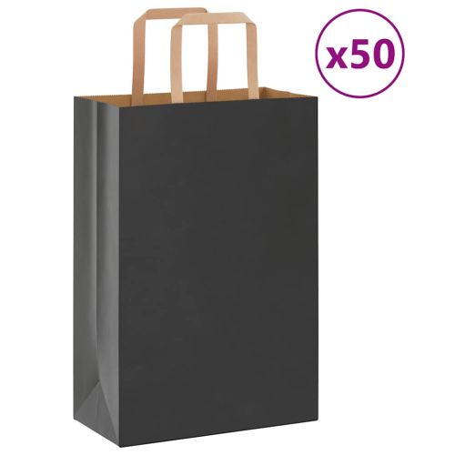 Хартиени торбички 50 бр с дръжки черни 21x11x31 см