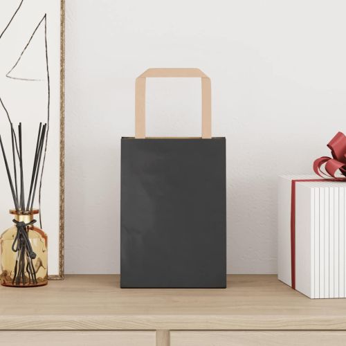 Хартиени торбички 250 бр с дръжки черни 15x8x21 см