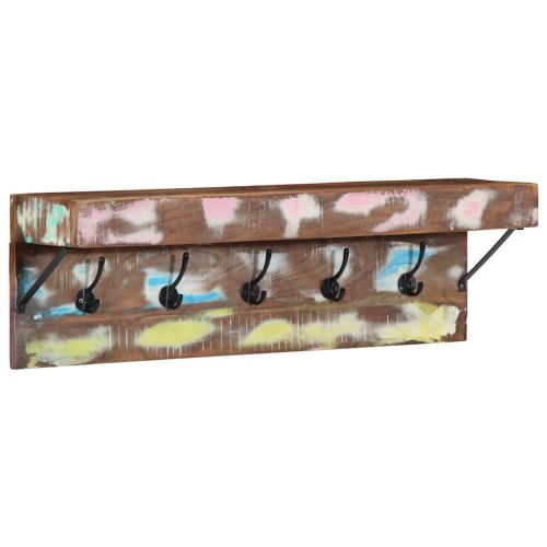 Закачалка за палта с рафт Кафяво Масивна регенерирана дървесина