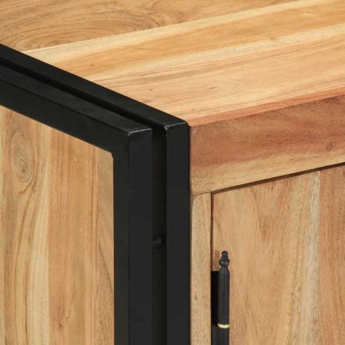 Шкаф за обувки с рафт с врата Кафяво Масивна акациева дървесина