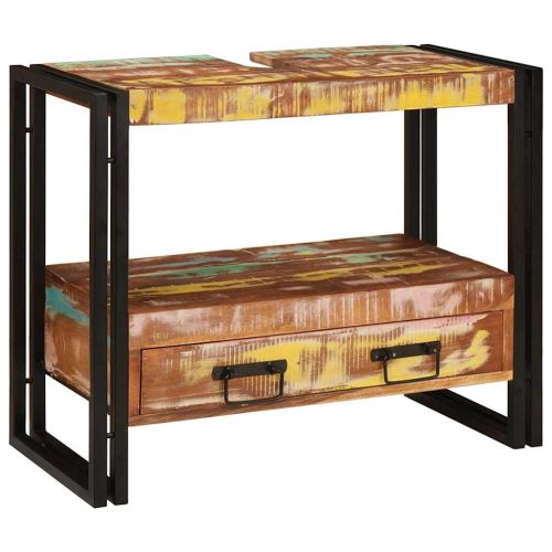 Шкаф за тоалетка Многоцветен Солидно възстановено дърво