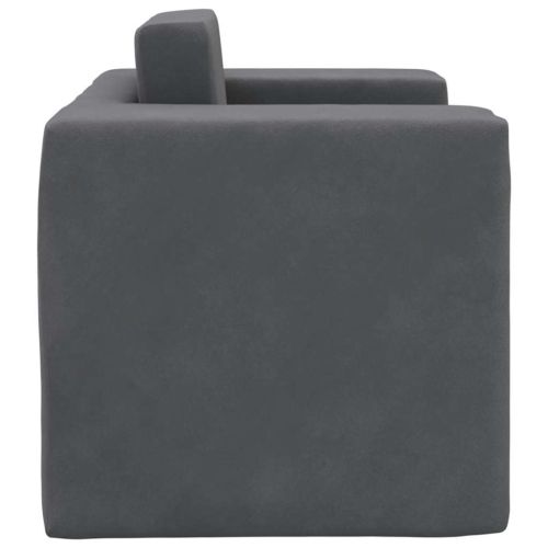 Детски диван-легло антрацит мек плюш