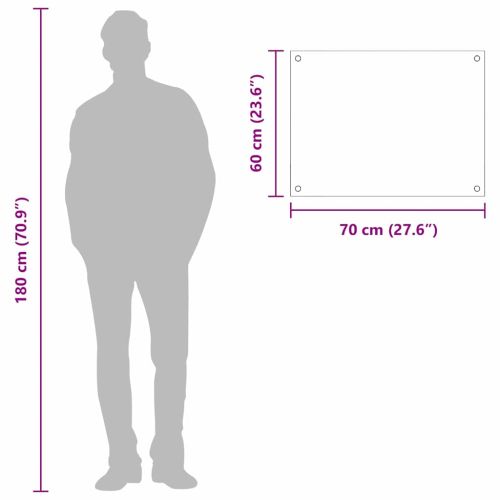 Кухненски заден панел Светлосиво 70 x 60 cm закалено стъкло