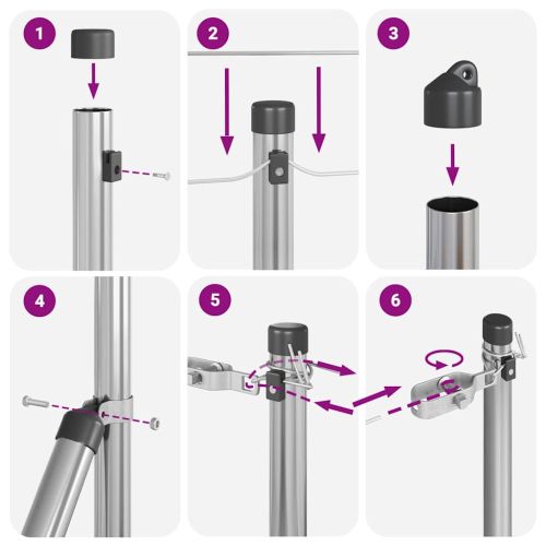 Стълб за ограда. 7 pcs Сребрист Стомана