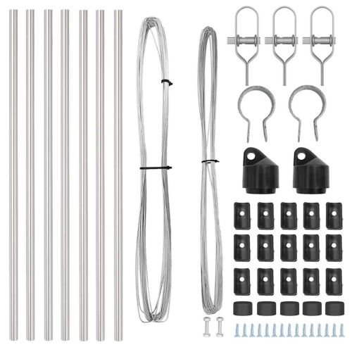 Стълб за ограда. 7 pcs Сребрист Стомана
