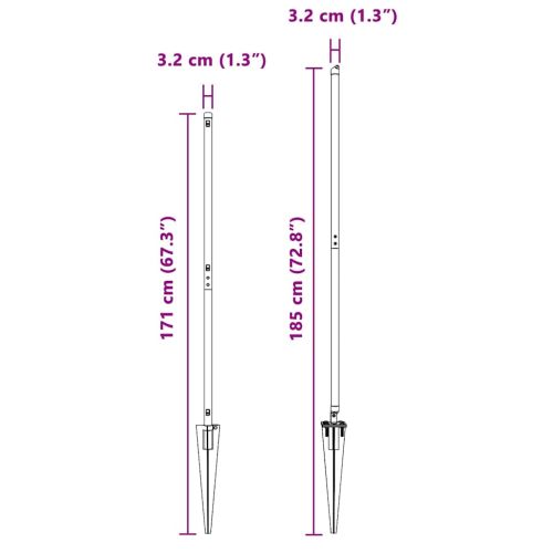Стълб за ограда. 7 pcs Сив Стомана