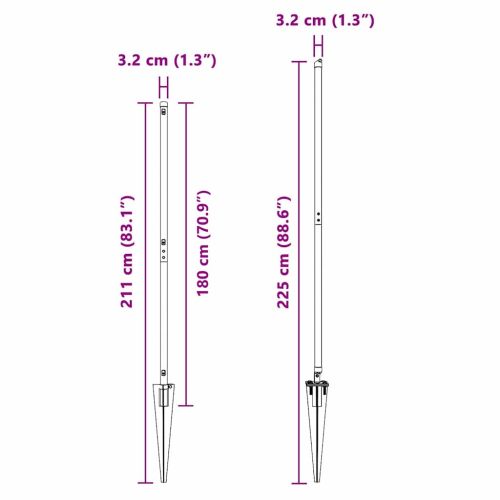 Стълб за ограда. 7 pcs Сив Стомана