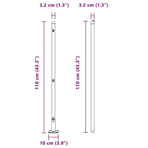 Стълб за ограда. 7 pcs Зелен Стомана