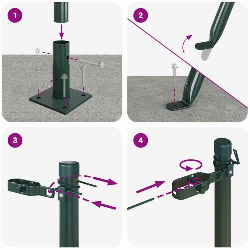 Стълб за ограда. 13 pcs Зелен Стомана