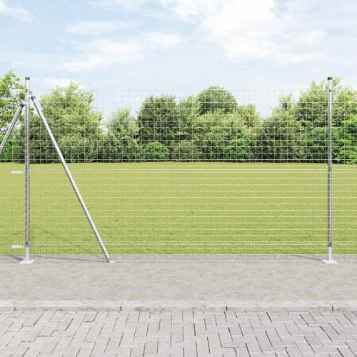 Стълб за ограда. 13 pcs Сребрист Стомана