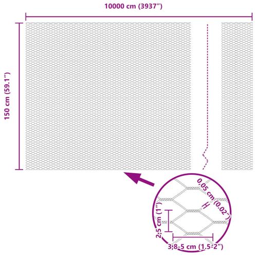 Шестоъгълна ограда Сребрист 1.5 x 100 м Поцинкована стомана