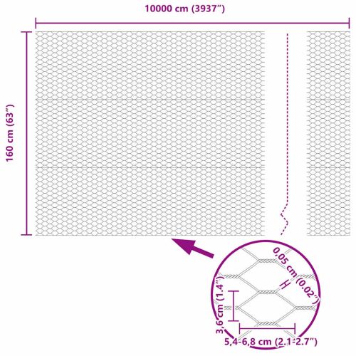 Шестоъгълна ограда Сребрист 1,6 x 100 m Поцинкована стомана