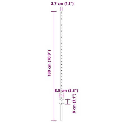 Стълб за ограда. 11 pcs Зелен 140 cm Стомана