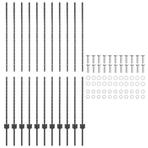 Стълб за ограда. 11 pcs Сив 150 cm Стомана