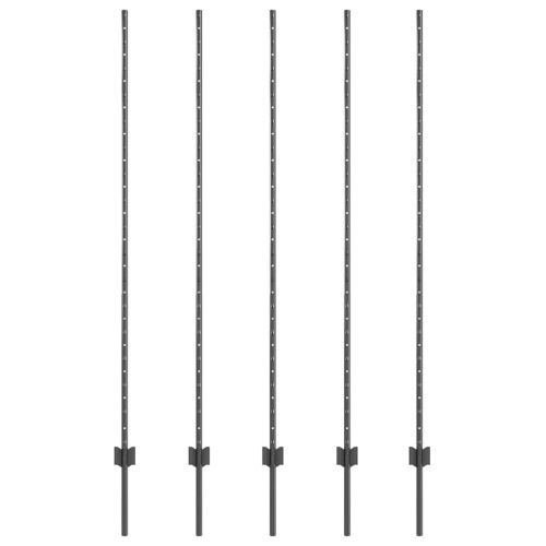 Стълб за ограда. 5 pcs Сив 160 cm Стомана