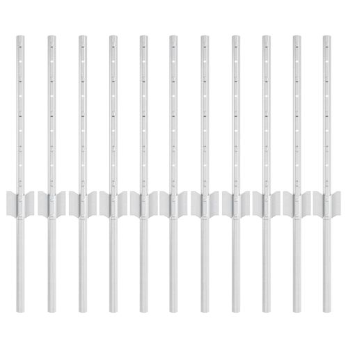 Стълб за ограда. 11 pcs Сребрист 40 cm Стомана