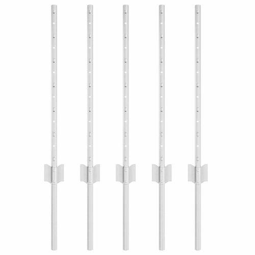 Стълб за ограда. 5 pcs Сребрист 60 cm Стомана