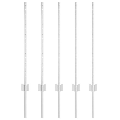 Стълб за ограда. 5 pcs Сребрист 80 cm Стомана