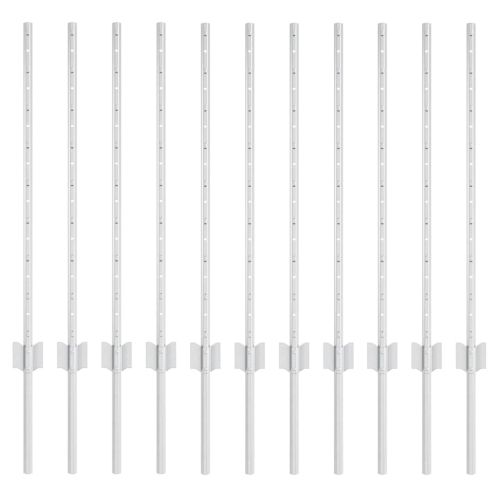 Стълб за ограда. 11 pcs Сребрист 80 cm Стомана