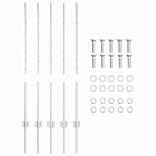 Стълб за ограда. 5 pcs Сребрист 100 cm Стомана