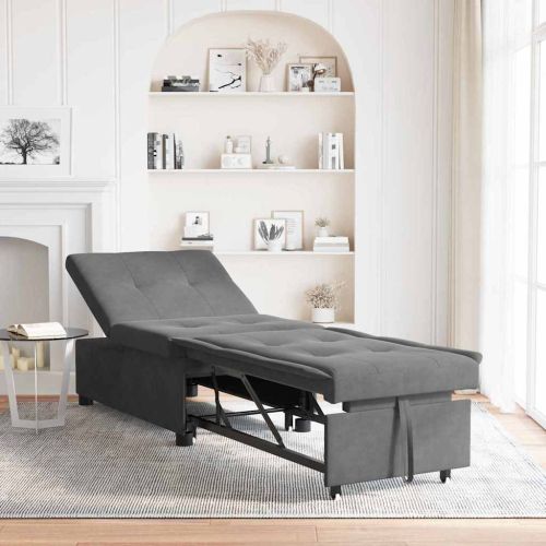 Разтегателен диван с матрак Тъмен сив 194 x 67 x 82 см