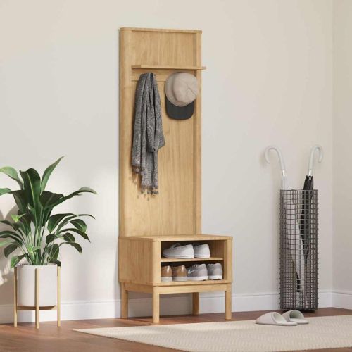 Шкаф за коридор FLORO Кафяво с восъчно покритие Солиден бор