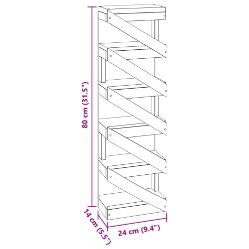 Стелаж Кафяво 24 x 14 x 80 см Масивно махагоново дърво