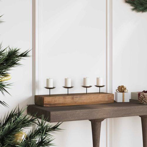 Свещник Естествен 50 x 15 x 10 см Масивна тикова дървесина