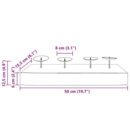 Свещник Естествен 50 x 15 x 10 см Масивна тикова дървесина
