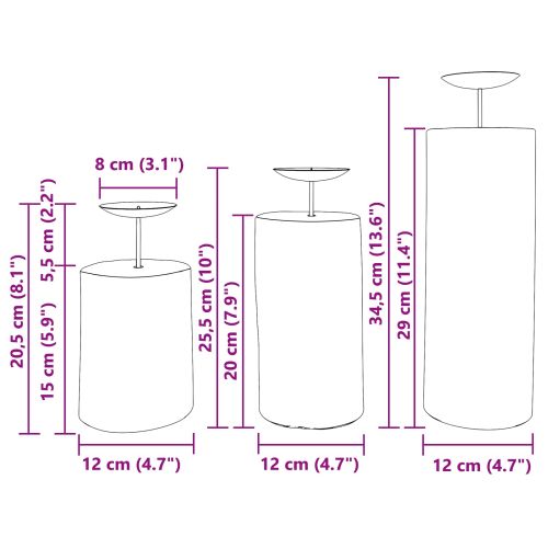 Свещник 3 pcs Естествен Масивна тикова дървесина