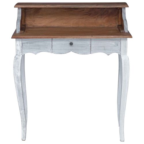 Бюро с чекмедже Бяло 80 x 40 x 92 см Масивно махагоново дърво