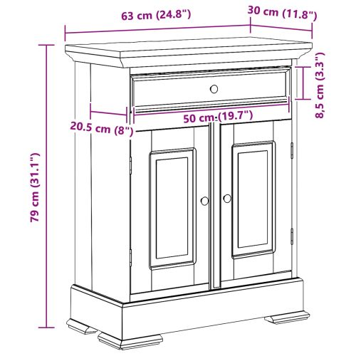 Шкаф за съхранение 63 x 30 x 79 см Масивно махагоново дърво