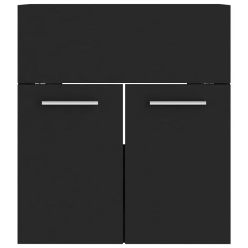 Комплект мебели за баня, черен, ПДЧ