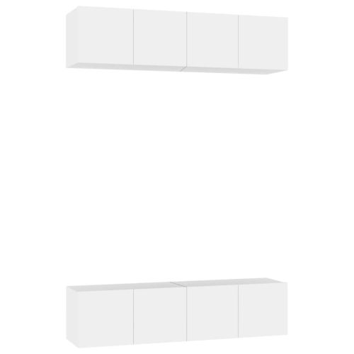 ТВ шкафове, 4 бр, бели, 60x30x30 см, инженерно дърво