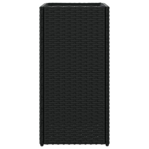 Градински кашпи, 2 бр, черни, 30x30x60 см, полиратан