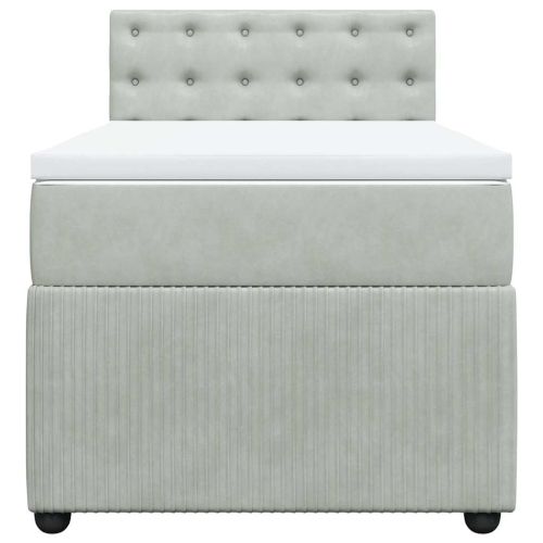 Боксспринг легло с матрак, светлосиво, 80x200 см, кадифе