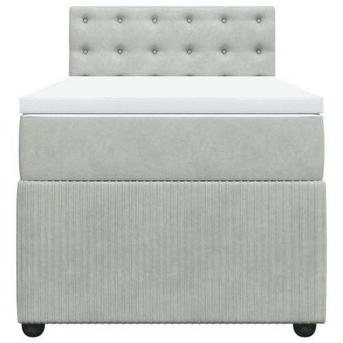 Боксспринг легло с матрак, светлосиво, 80x200 см, кадифе