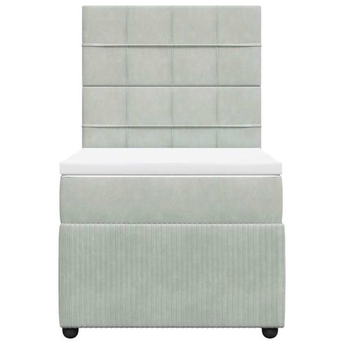 Боксспринг легло с матрак, светлосиво, 80x200 см, кадифе