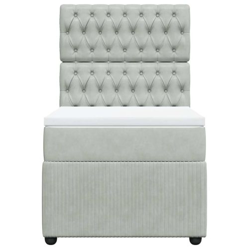 Боксспринг легло с матрак, светлосиво, 80x200 см, кадифе