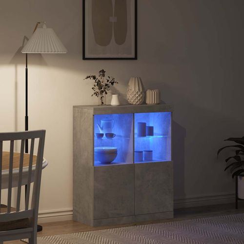 Сайдборд, бетонно сив, 81x37x100 см, инженерно дърво